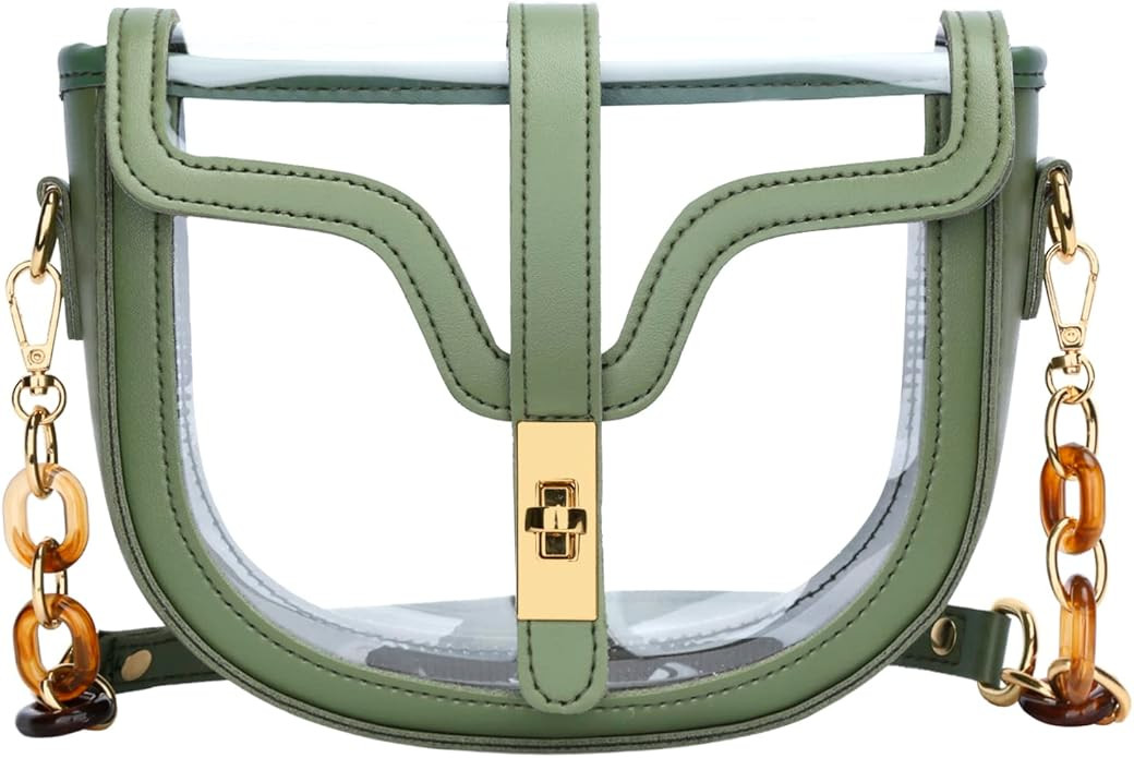 KKXIU Clear Crossbody Bag for Women Stadium Approved Vegan Leather Concert Shoulder Sports See-Th... | Amazon (US)