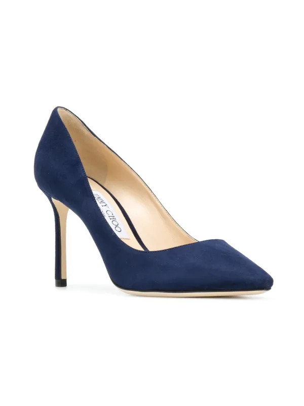 Jimmy Choo 85mm Romy Pumps | Blue | FARFETCH UK | Farfetch Global