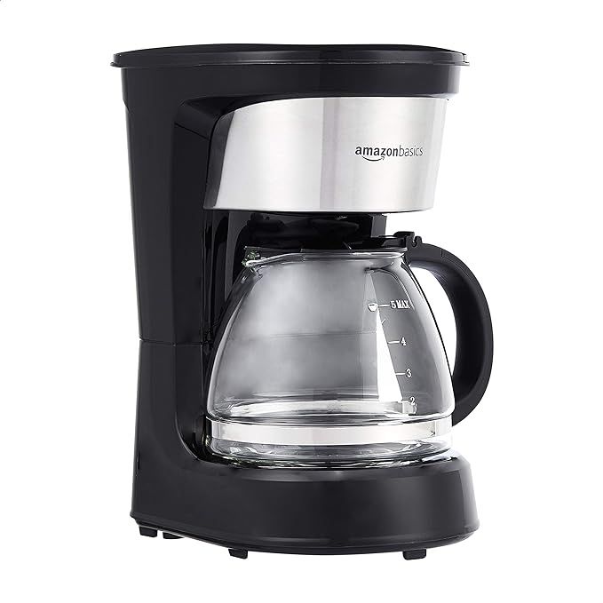 Amazon Basics 5-Cup Coffeemaker with Carafe and Reusable Filter, Black and Stainless Steel | Amazon (US)