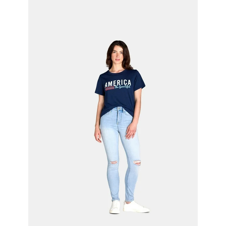 Women's Americana Graphic Tee with Short Sleeves from Way to Celebrate, Sizes S-3XL | Walmart (US)