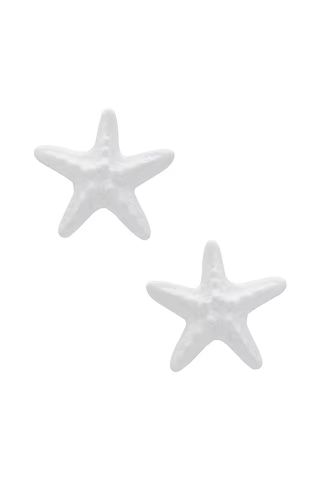 Julietta Starfish Stud Earrings in White from Revolve.com | Revolve Clothing (Global)