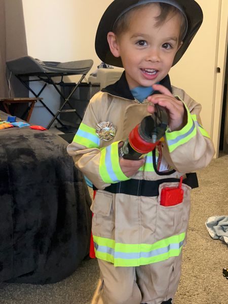 My son is 3 and he loves playing dress up like daddy. This is a nice quality fire fighter toddler set. Comes with fun accessories. True to size. Bought it for Halloween 

#LTKfindsunder50 #LTKSeasonal #LTKkids