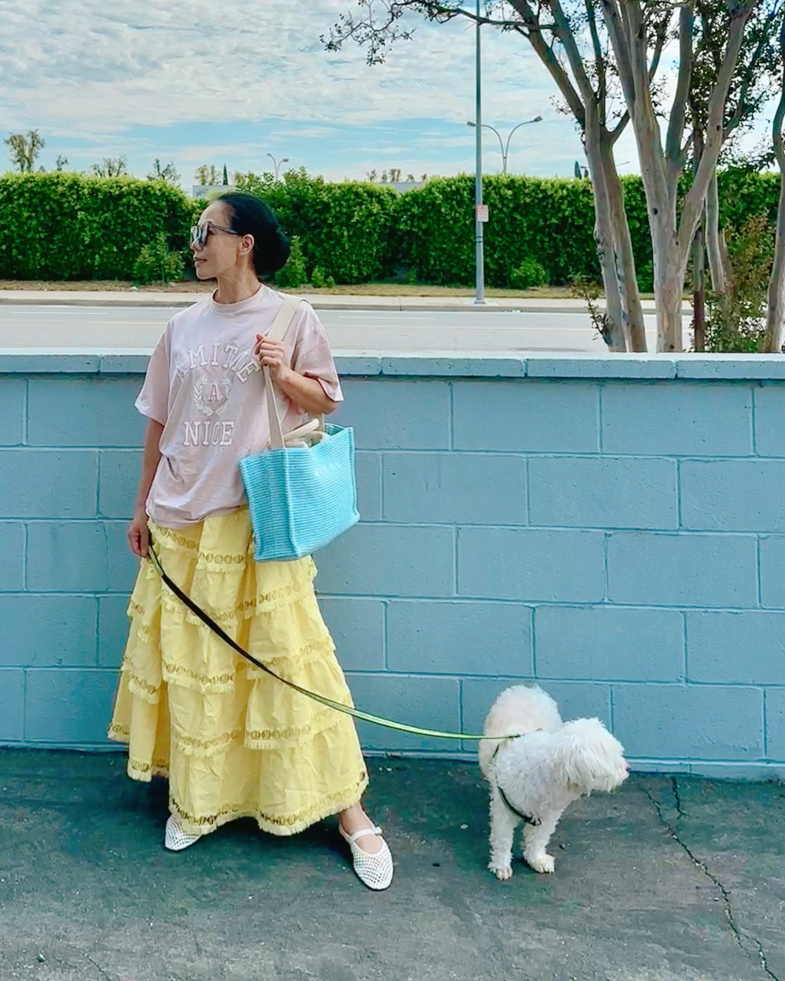 Oversized Tee and mesh Mary Jane flats kind of day. 

Also, I love this Marni raffia tote bag, very roomy and light to carry around. The same style also comes in many other colors, and some of them are on sale now.

#LTKItBag #LTKFindsUnder50 #LTKOver40