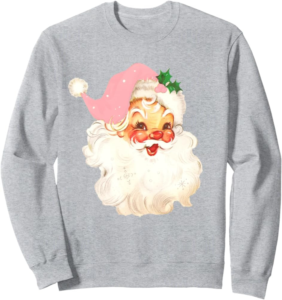 Vintage Retro Christmas Santa Claus Sweatshirt, Long Sleeve | Amazon (US)