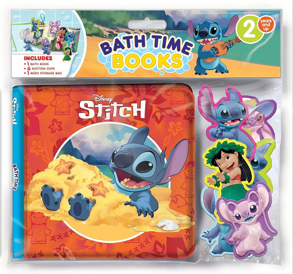 Disney Stitch Bath Time Books - Activity Books for kids, Bath book, 6 Padded suction cups, 1 Mesh... | Amazon (US)