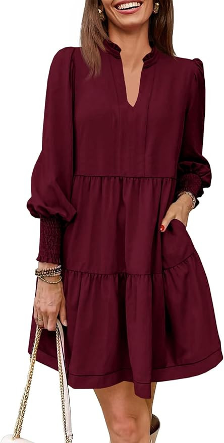 Imily Bela Womens Fall Dress | Long Sleeve Tunic, Casual, V Neck, Loose | Amazon (US)
