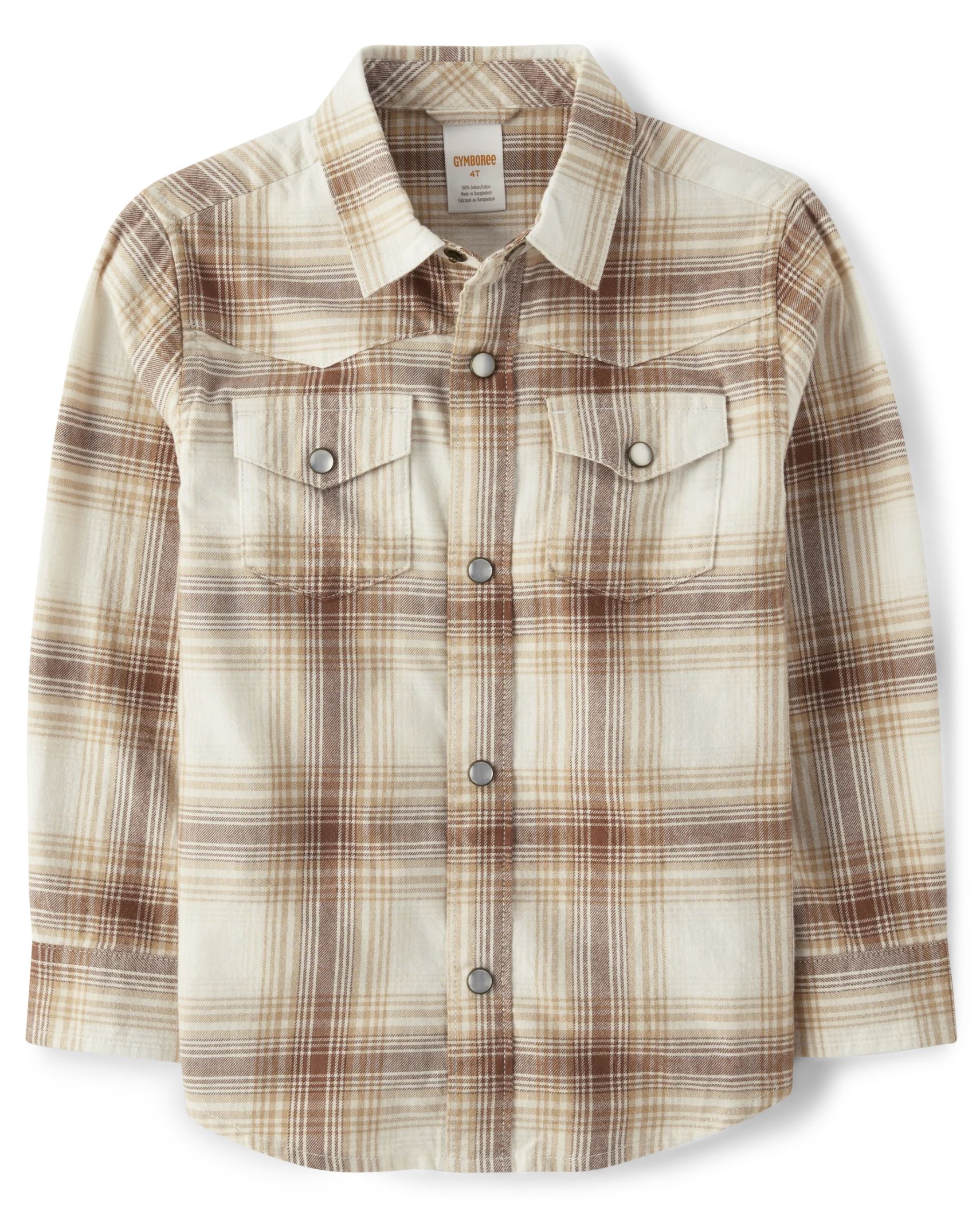 Boys Long Sleeve Plaid Twill Snap Front Shirt - Rustic Ranch | The Children's Place | The Children's Place