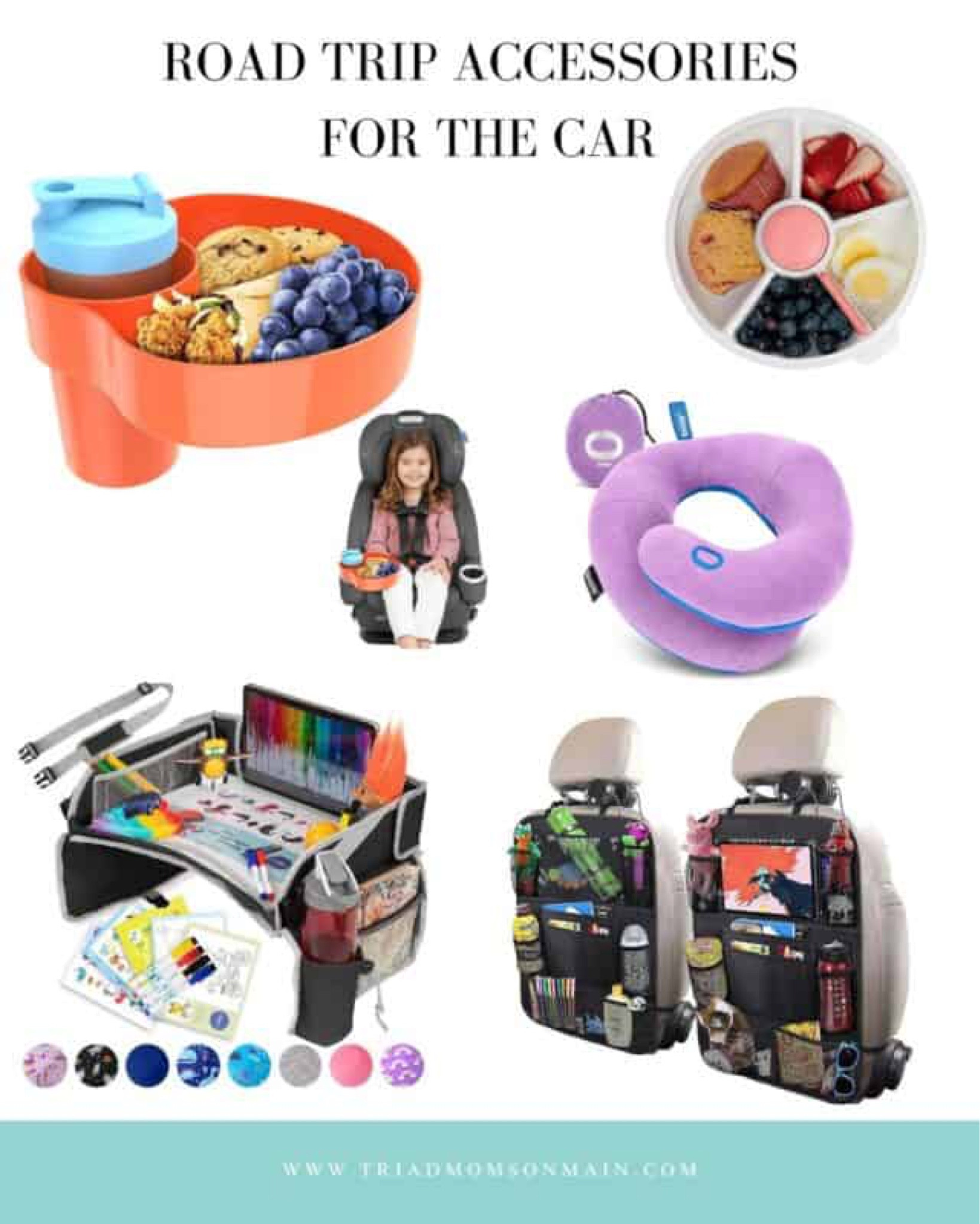 
Road Trip Accessories For The Car
Being armed with some items to make travel a little more comfortable and organized is never a bad idea when planning for a road trip. Things like a backseat organizer and snack holders like this one for a lap or this one to attach to a carseat will help keep your backseat just a touch less chaotic during your road trip. A travel neck pillow for your kids will ensure they’re cozy for any road trip naps that might be on the horizon. (A parent can hope, after all!) Oh, and a travel tray can be a great space for art, games, snacks, and more.

#LTKKids #LTKBacktoSchool #LTKTravel