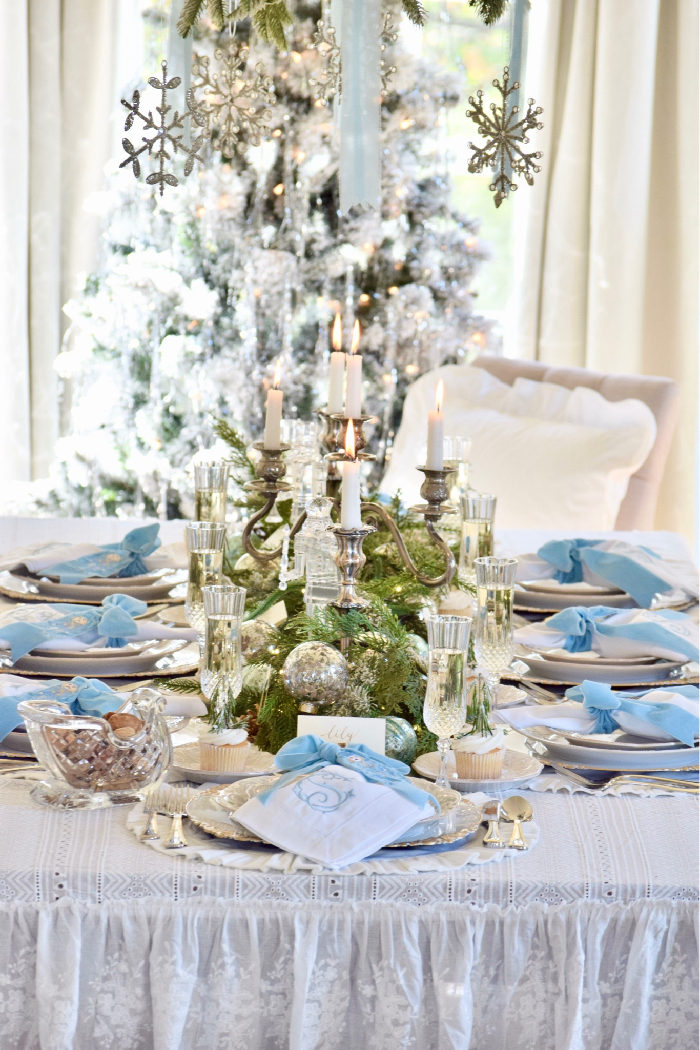 White Christmas, Christmas table setting, tablescape, table decor, Christmas party, Christmas dinner, Tableware, Lenox, Amazon, Linens, holiday, holiday entertaining, Christmas tree, flocked tree, Christmas ornaments, snowflakes, crystal, French Perle, Christmas decor, Holiday decor, champagne flutes, , barware, flatware, centerpiece, table cloth, vintage lace, hosting, Nutcracker#LTKParties #LTKHoliday

#LTKHome