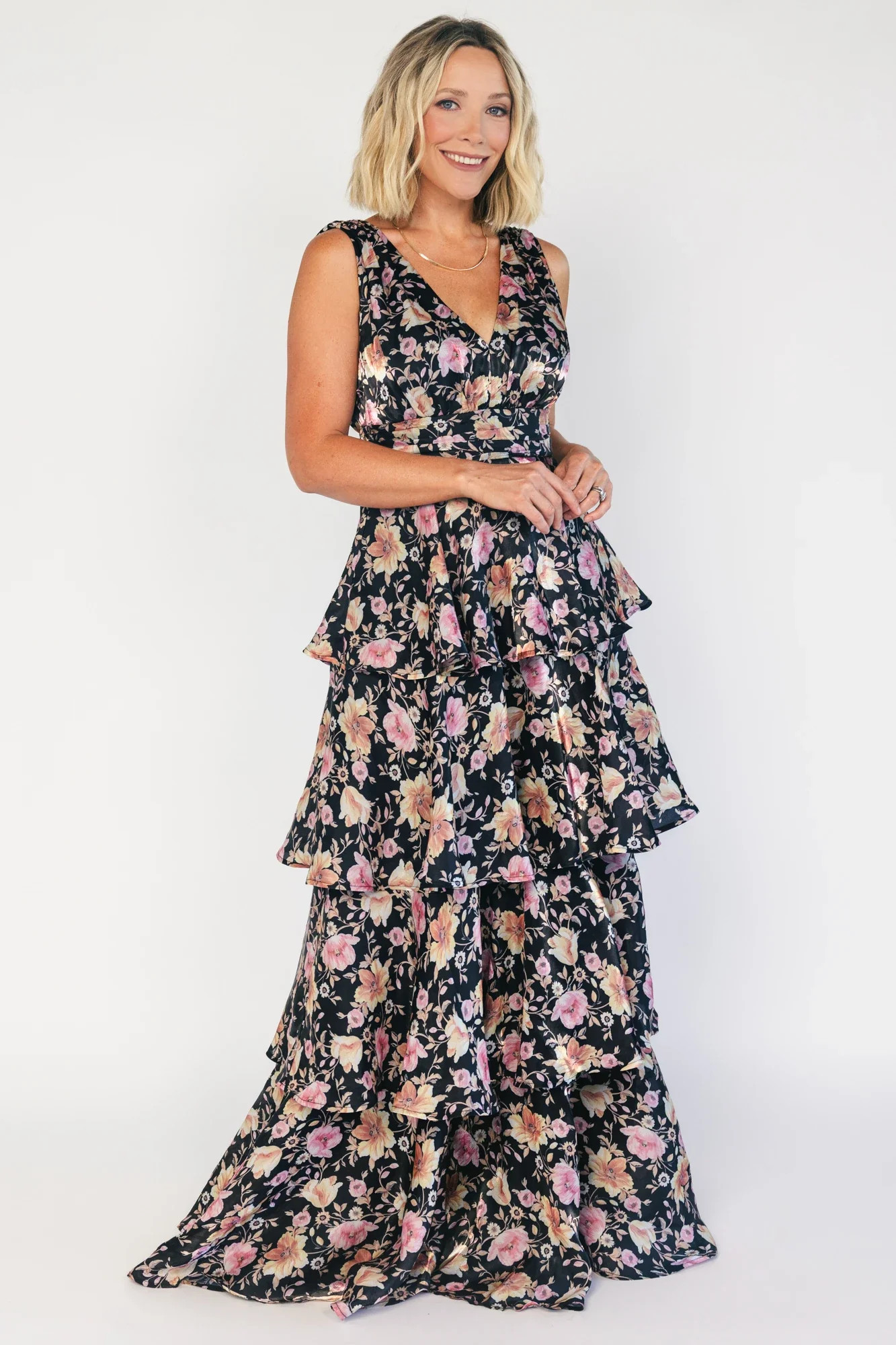 Queens Tiered Maxi Dress | Black Floral | Baltic Born