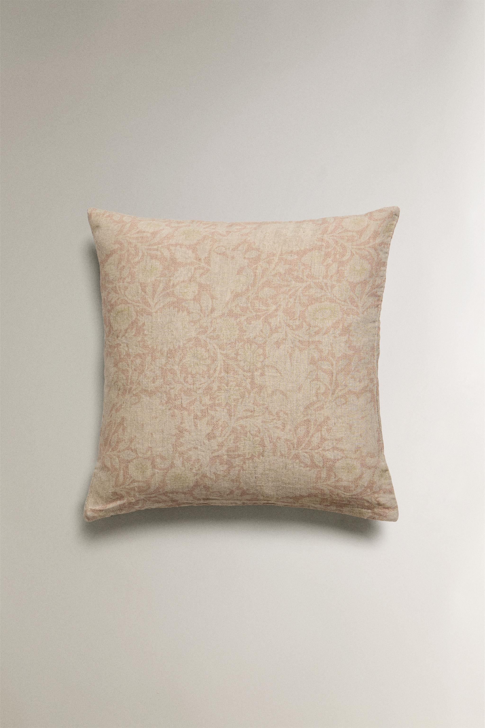 MORRIS & CO. WASHED LINEN PRINTED THROW PILLOW COVER | Zara US