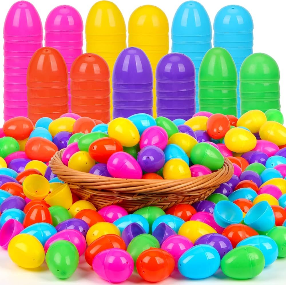 500 Count Plastic Easter Eggs, 2.4“ Fillable Easter Eggs for Easter Hunt, Basket Stuffers Fille... | Amazon (US)
