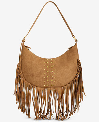 Fringed Faux-Suede Hobo Bag | Macy's