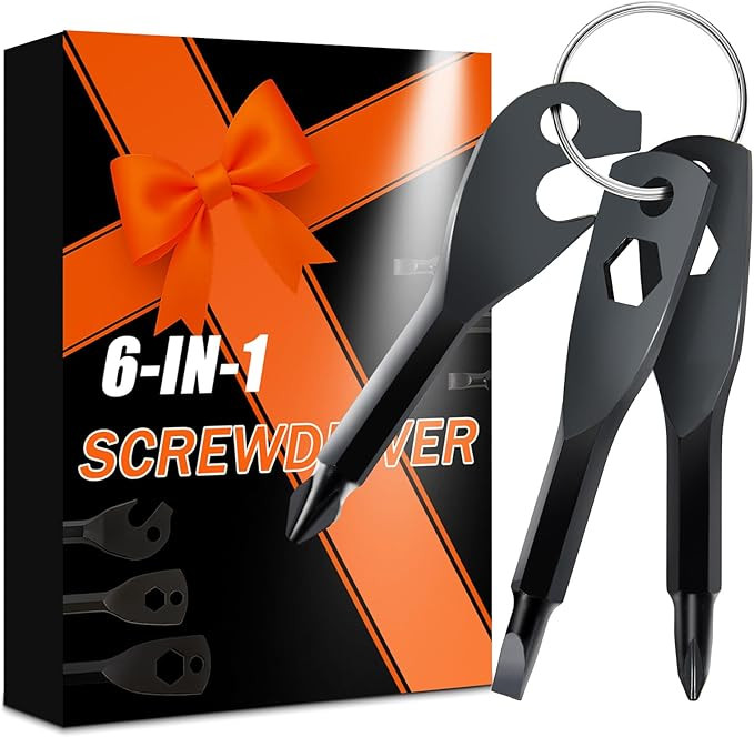 Stocking Stuffers for Men Adults, 6-in-1 Keychain Screwdriver Bit with Phillips,Slotted and Hex W... | Amazon (US)