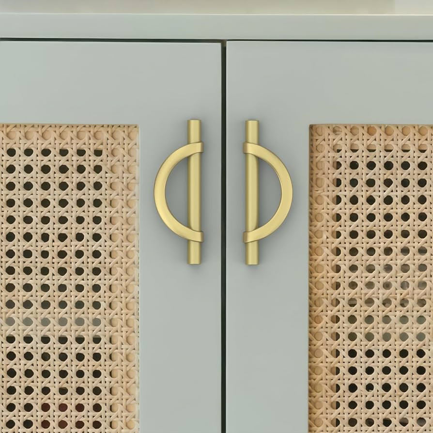 10Pack 3.75 Inch(96mm) Brushed Brass Cabinet Pulls,Kitchen Cabinet Half Moon Handles Brushed Gold... | Amazon (US)