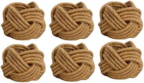 Kaizen Casa Set of 6 Classic Braided Jute Burlap Napkin Rings (Cream, 6) | Amazon (US)