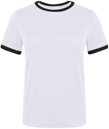 SOFIA'S CHOICE Ringer Tee Women Crew Neck Color Block Basic Summer Casual Short Sleeve T Shirt | Amazon (US)