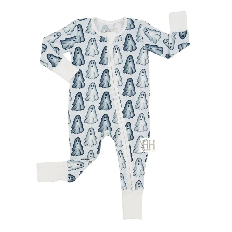 Boys Navy Ghosts Double Zipper Romper | Hamner Hill