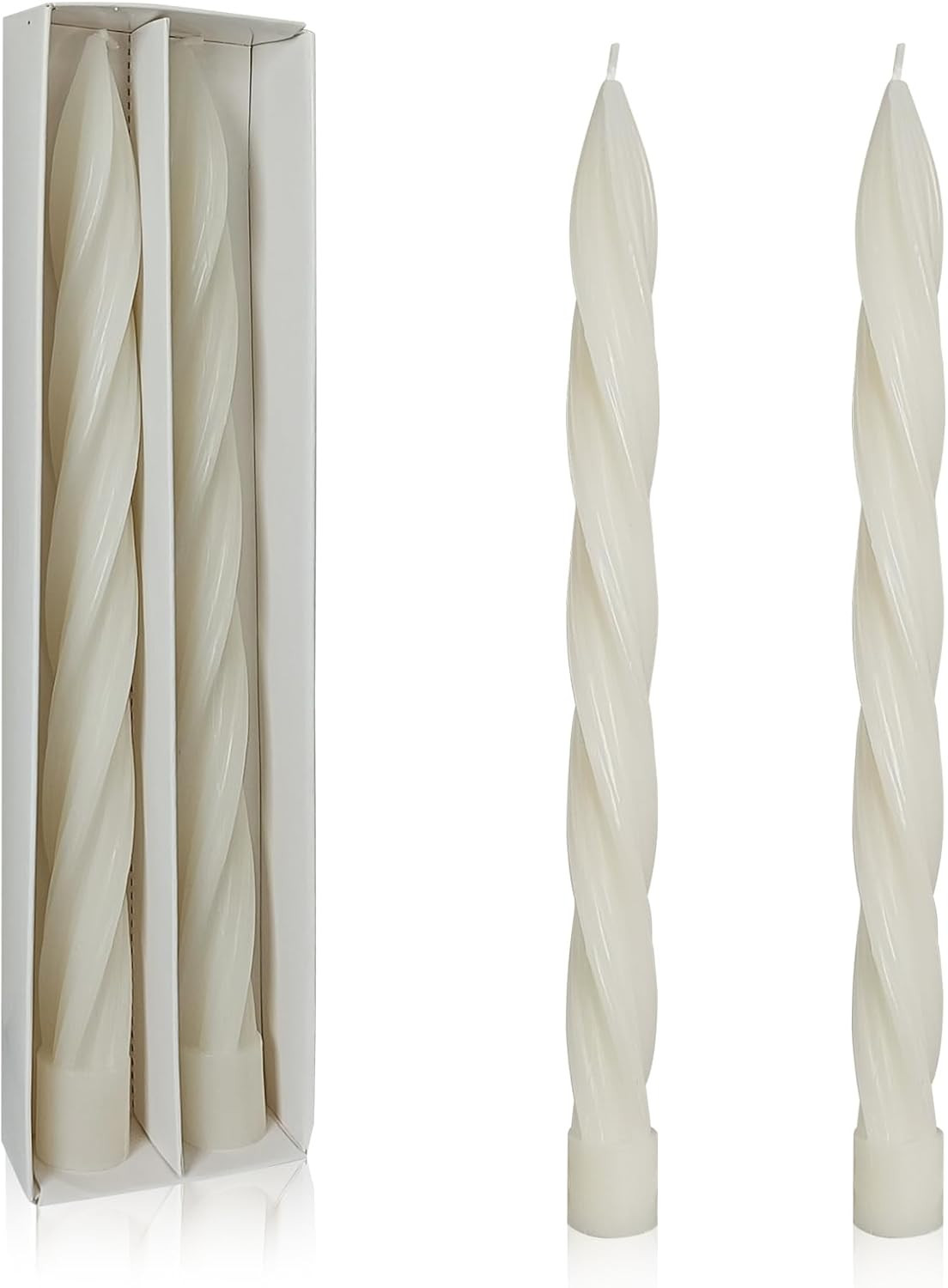 Handmade Unscented Long Spiral Taper Candle Milk White 10 Inch Smokeless Tall Twisted Candlestick... | Amazon (US)