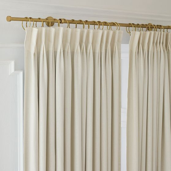 Pleated European Flax Linen Blackout Curtain, 48x108, Alabaster | West Elm (US)