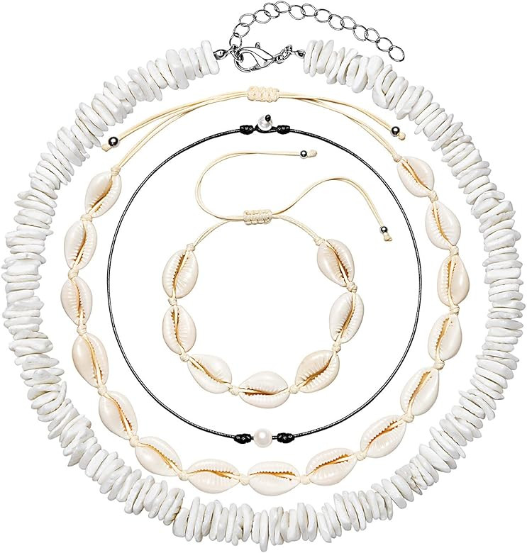 TKUAMIGO Puka Shell Necklace for Women Natural Pearl Choker Necklace Adjustable Seashell Necklace... | Amazon (US)