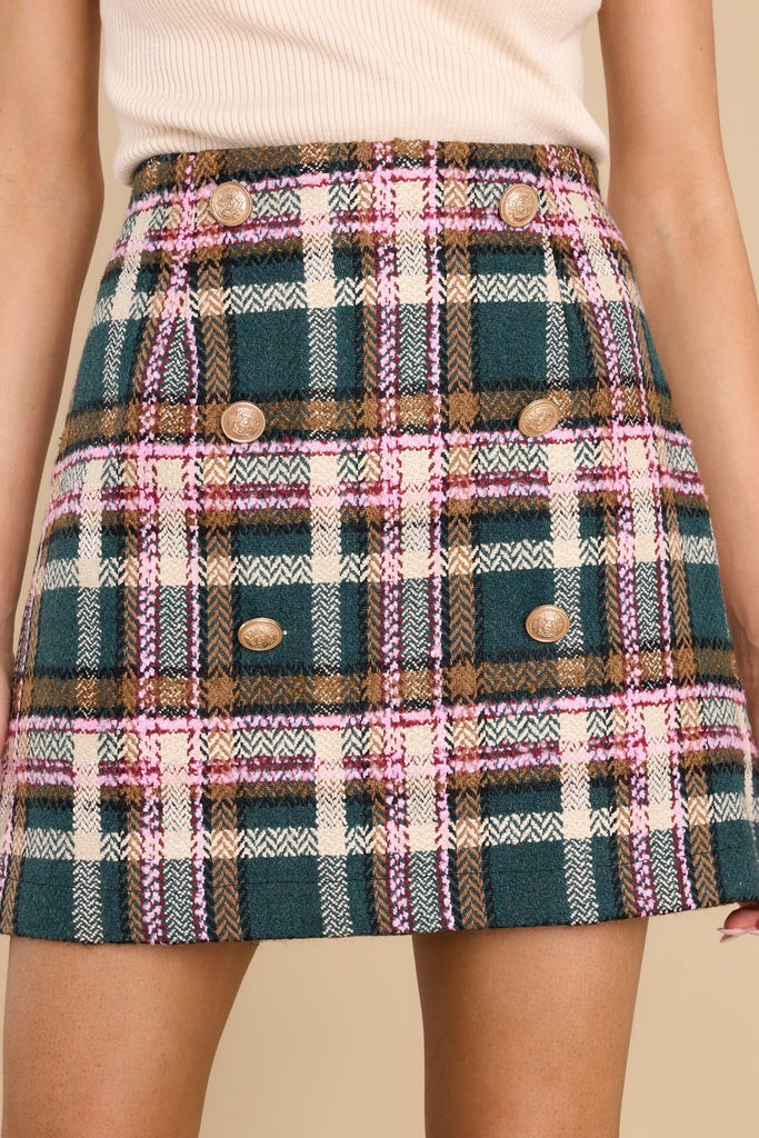 So Sophisticated Dark Green Multi Plaid Skirt | Red Dress 