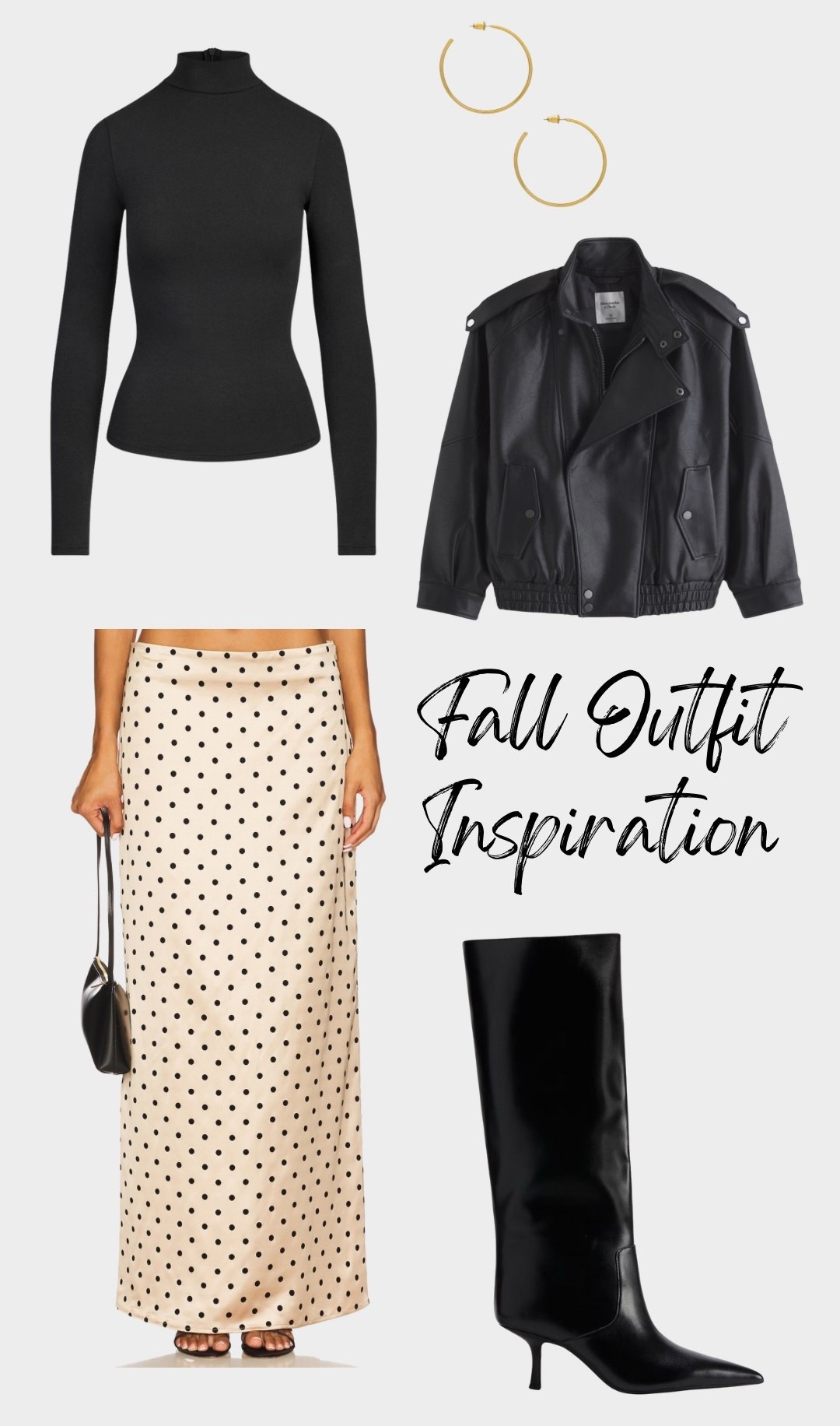 fall outfit inspo, fall fashion, fall style, neutral outfit, chic fall look, black turtleneck outfit, polka dot skirt, satin skirt outfit, leather jacket outfit, black knee high boots, fall date night outfit, classy fall outfit, elegant fall fashion, minimalist outfit, street style fall, capsule wardrobe, fall outfit ideas 2025, black and cream outfit, gold hoop earrings, trendy fall look

#LTKSeasonal #LTKStyleTip #LTKFindsUnder100