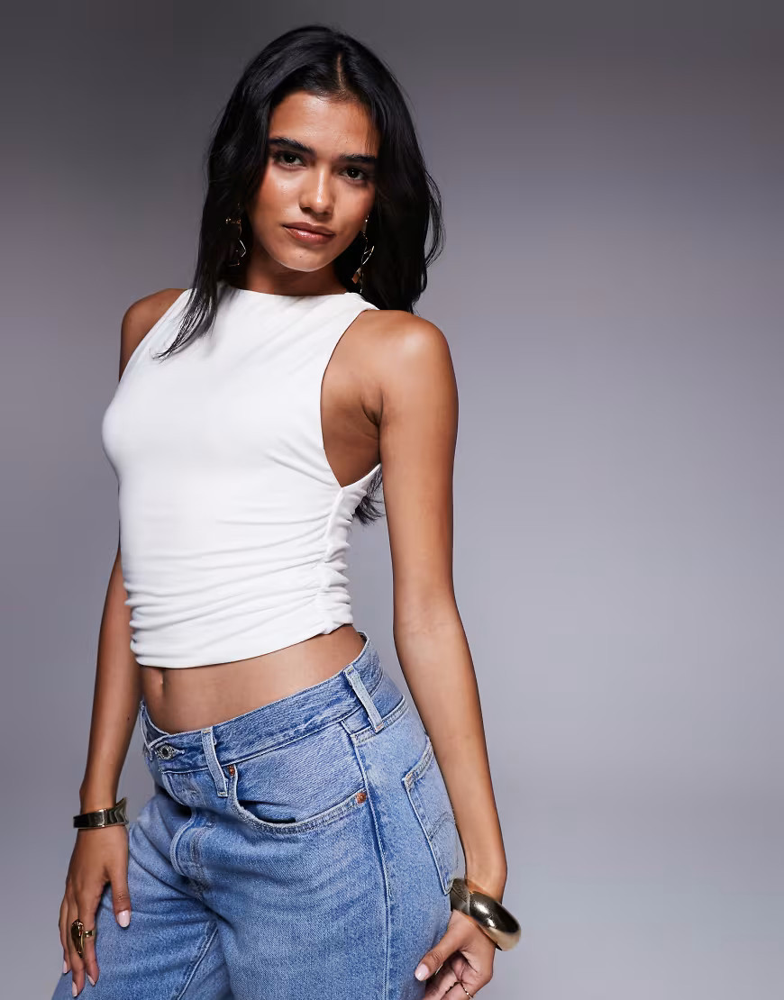 Oh Polly Aya smart crop top in white | ASOS (Global)