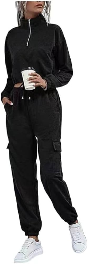 MOMOALWAYS Jogger Sets for Women 2 Piece Casual Outfits Lounge Sets Zip Up Pullover Top and Cargo... | Amazon (US)
