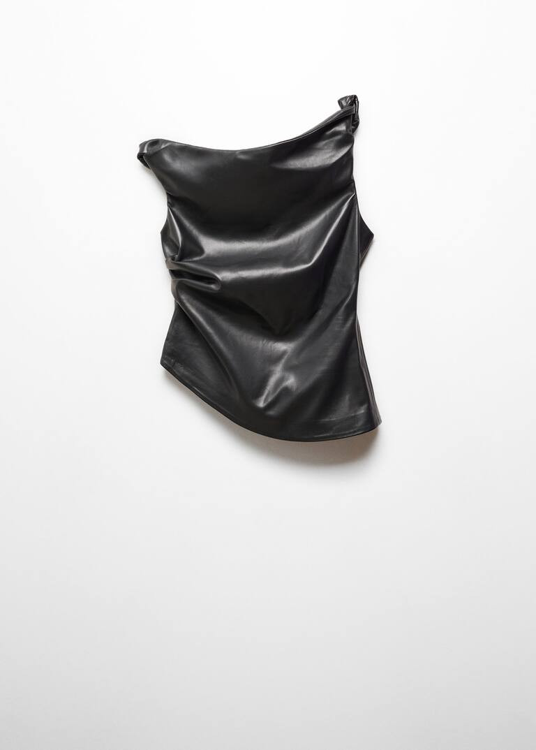 Leather-effect top -  Women | Mango USA | MANGO (US)
