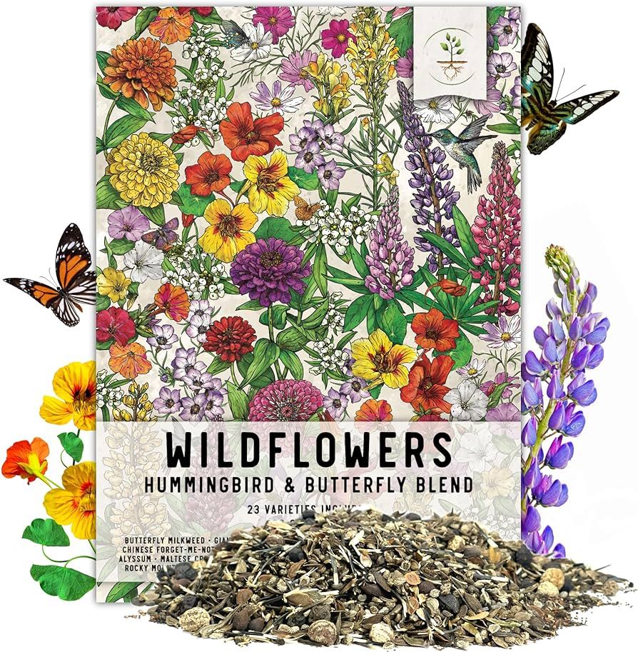 Seed Needs, Large 2 Ounce Package of 30,000+ Hummingbird and Butterfly Garden Wildflower Seed Mix... | Amazon (US)