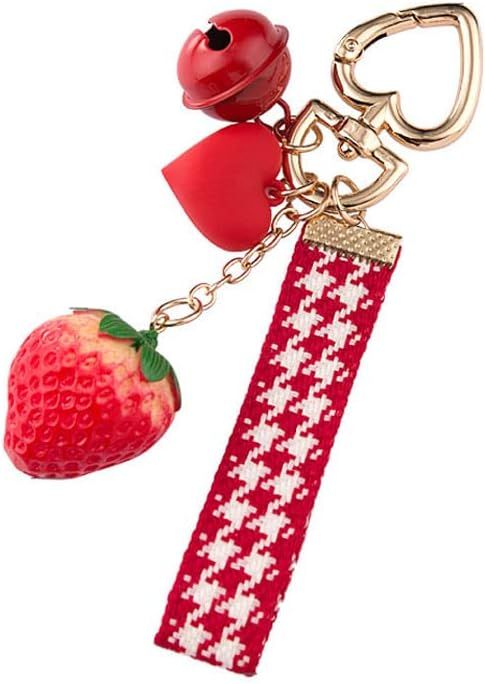 Keychain Strawberry and Bell Pendant Keyring Key Holder Men Women Key Chain Wallet Bag Pendant Ch... | Amazon (US)
