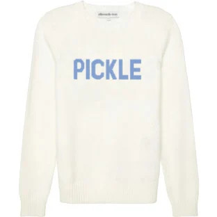 Women's Pickle Classic Crewneck Sweater, Ivory & Cornflower | Maisonette