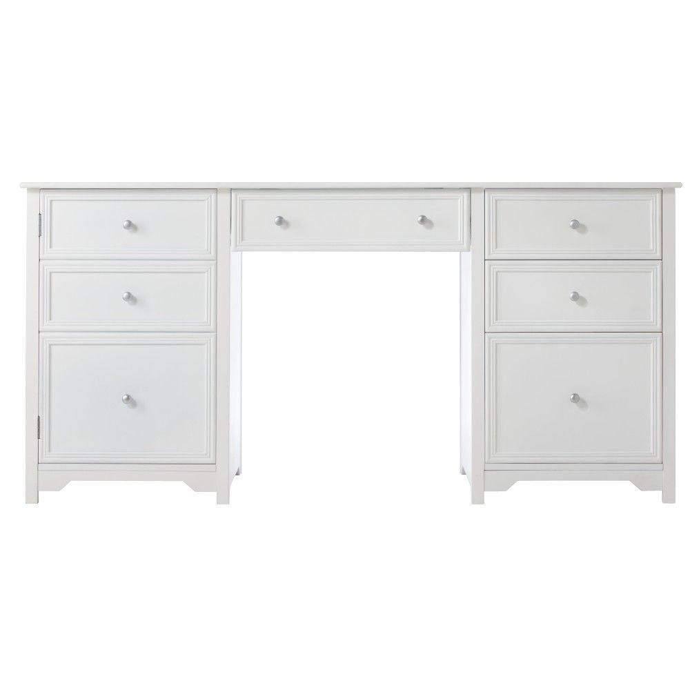 Home Decorators Collection Oxford White Executive Desk (30.5 in. H x 63 in. W) 0151200410 - The H... | The Home Depot