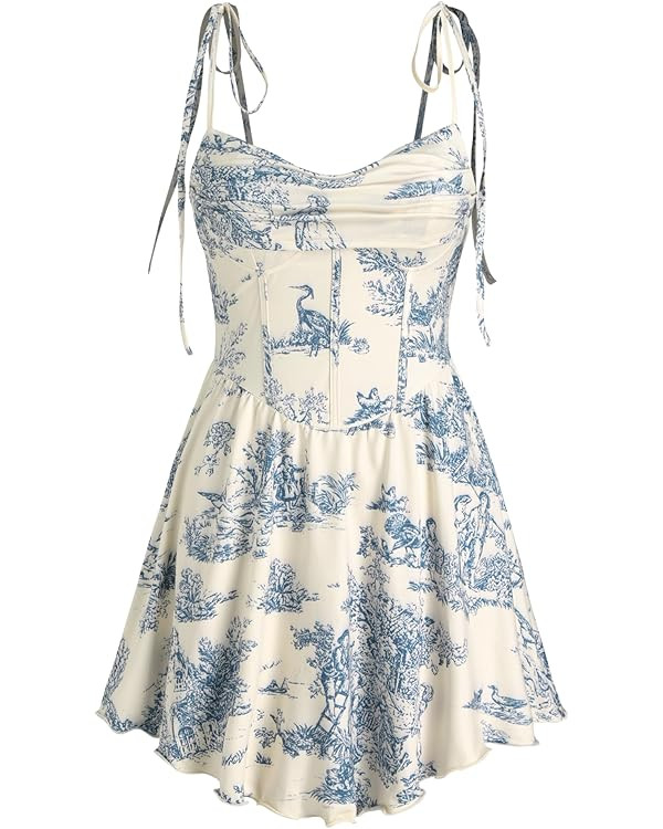 CIDER Cowl Neck Corset Knotted Ruffle Mini Dress | Amazon (US)