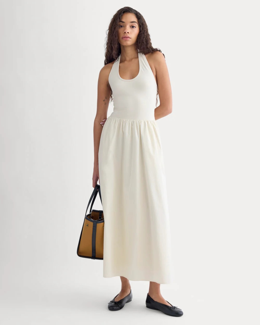 Everlane Halter Dress, Ultrasoft Cotton, Birch, Size Medium | Everlane