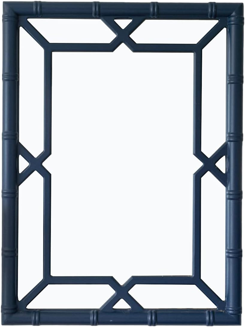 Bamboo-Look Solid Wood Window Pane Mirror 23" X 31" - Blue | Amazon (US)