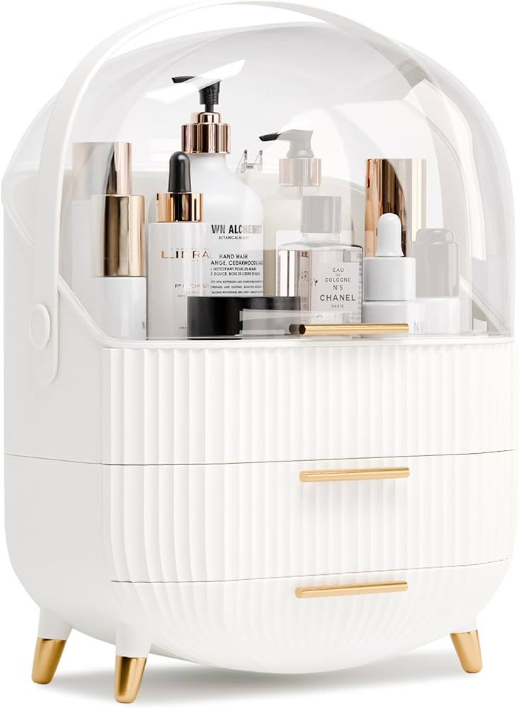 Makeup Organizers and Storage, Make up Organizer for Vanity Cosmetics Skincare Organizers With Li... | Amazon (US)