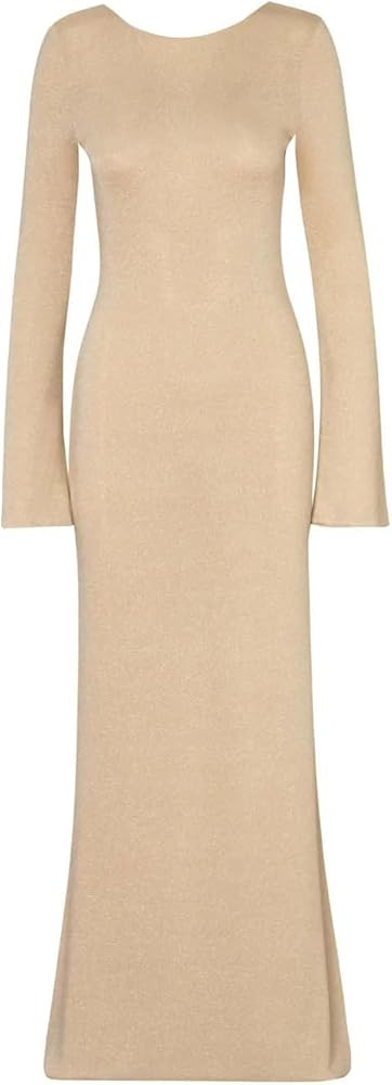 Women's Long Sleeve Ribbed Knit Maxi Dress - Musa | Amazon (US)