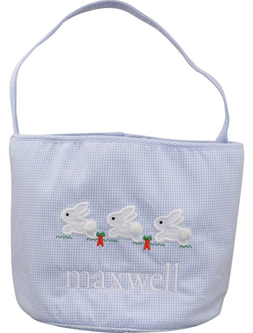 Blue Gingham Bunny Easter Basket - Shipping Early April | Cecil and Lou