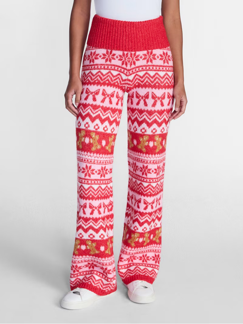Holiday Time Women's Christmas Gingerbread Print Foldover Pants, 30.5'' Inseam, Sizes XXS-XXL | Walmart (US)