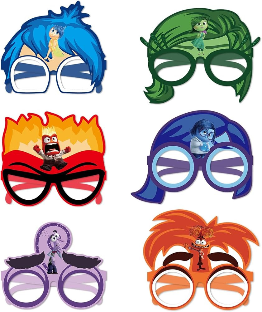 12Pcs Mask Glasses Party Favors for Inside Out,Themed Party Supplies Dress Up Masks Photo Booth P... | Amazon (US)