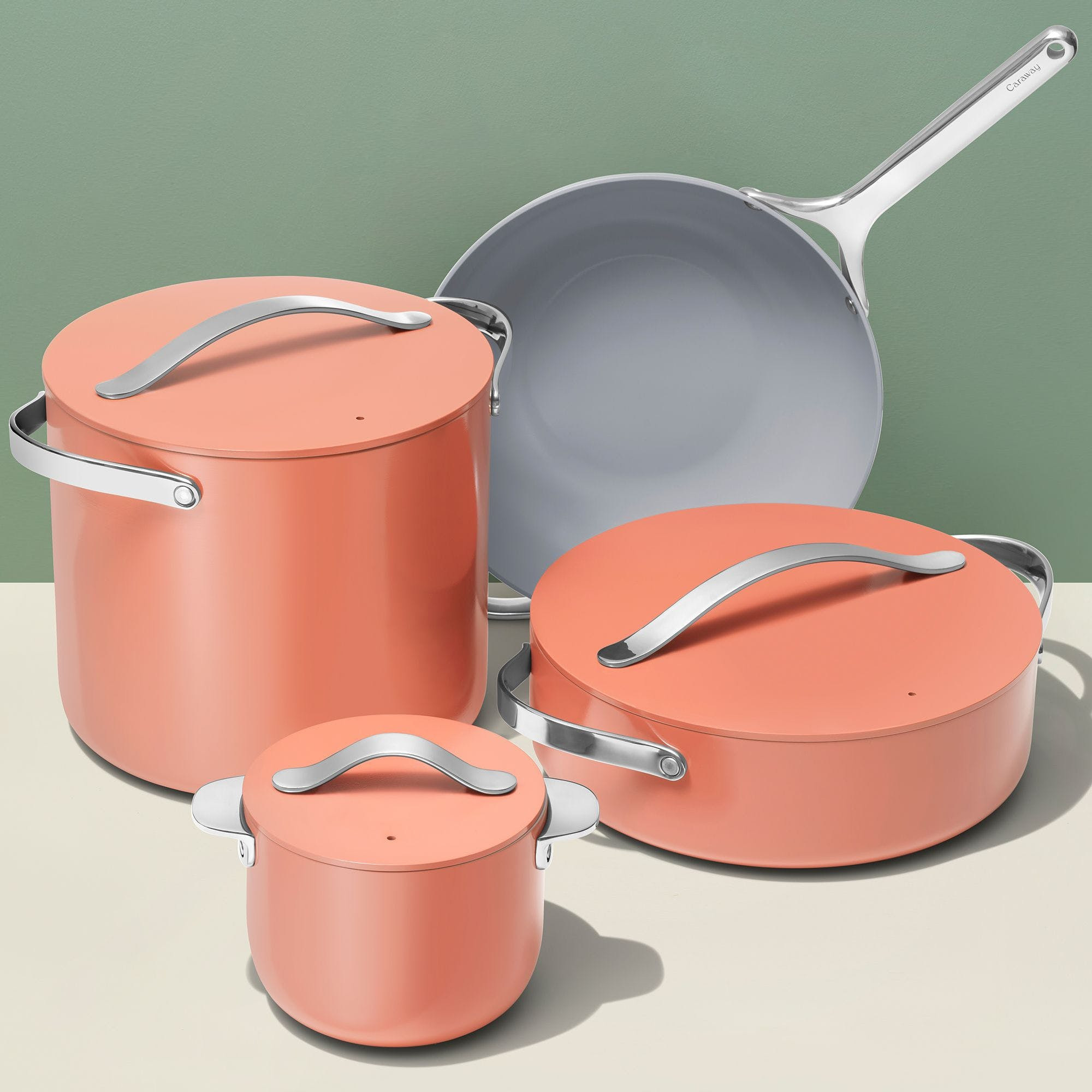 8 Piece Cookware Plus Set In Perracotta | Non-Stick, Non-Toxic, PFAS-Free Ceramic Cookware | Induction-Compatible For Healthy Cooking | High, Anti-Splatter Walls | Caraway | Caraway