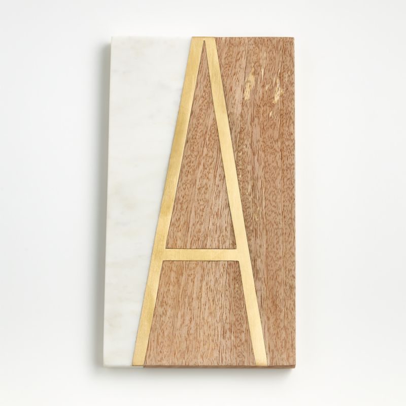 "A" Monogrammed Serving Board + Reviews | Crate and Barrel | Crate & Barrel