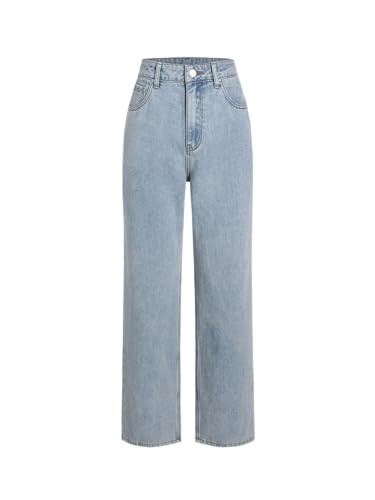 CIDER Solid Mid Waist Pocket Straight Leg Jeans: Denim, XS | Amazon (US)