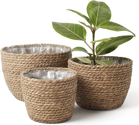 La Jolíe Muse Seagrass Planter Basket Indoor, Flower Pots Cover, Plant Containers, Natural(3-Pac... | Amazon (US)