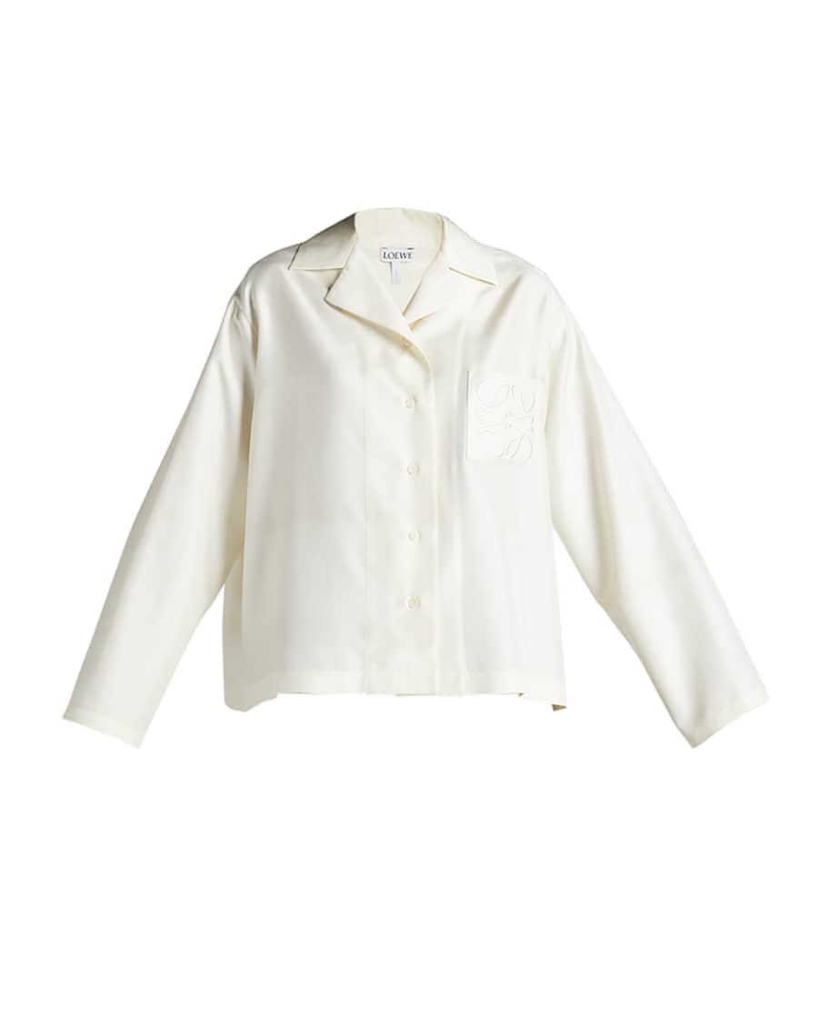 Loewe Anagram-Embroidered Pajama Blouse | Neiman Marcus