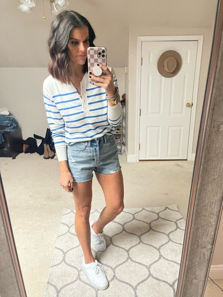 Amazon striped sweater! Perfect to wear now, and into spring! Size small
Target Shorts sized up one size 
Walmart sneakers Tts 

#LTKstyletip #LTKSeasonal #LTKunder50