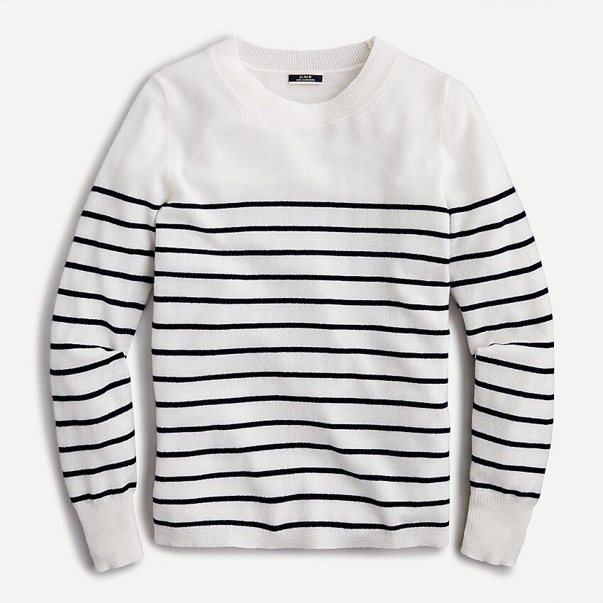 Cashmere crewneck sweater in simple stripe | J.Crew US