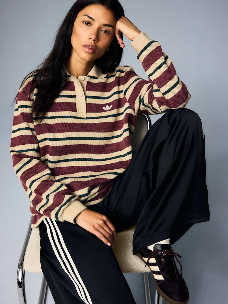 adidas Originals Red Stripe Knitted Polo Top | Next US